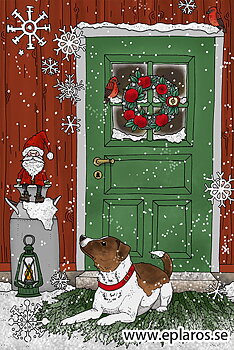 Vykort 10x15 cm Julkort Dansksvensk julhund