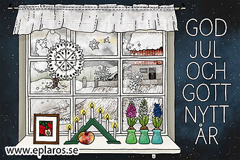Vykort 10x15 cm Julkort Julfönster