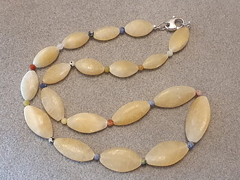 Halsband matt kalcit och matta 4mm stenkulor ca. 60cm, 925-silver
