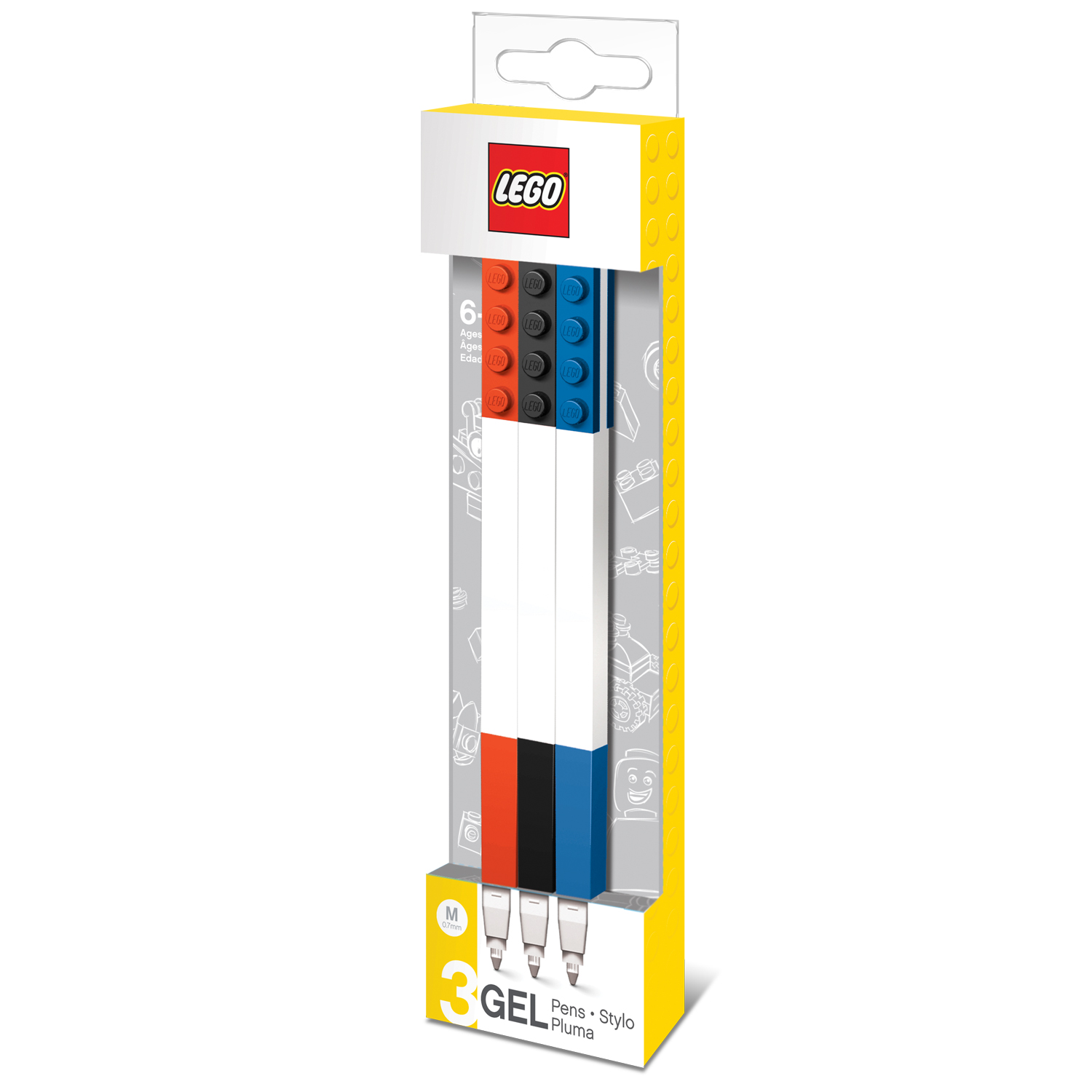  LEGO Gel-pennor Röd, Blå & Svart 3st
