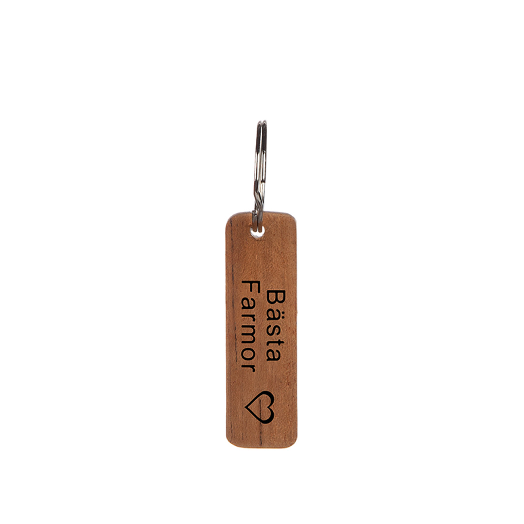 Nyckelring med text i teak - 3
