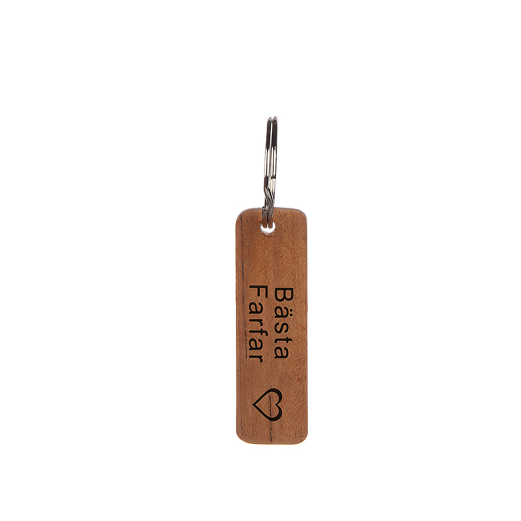 Nyckelring med text i teak - 2