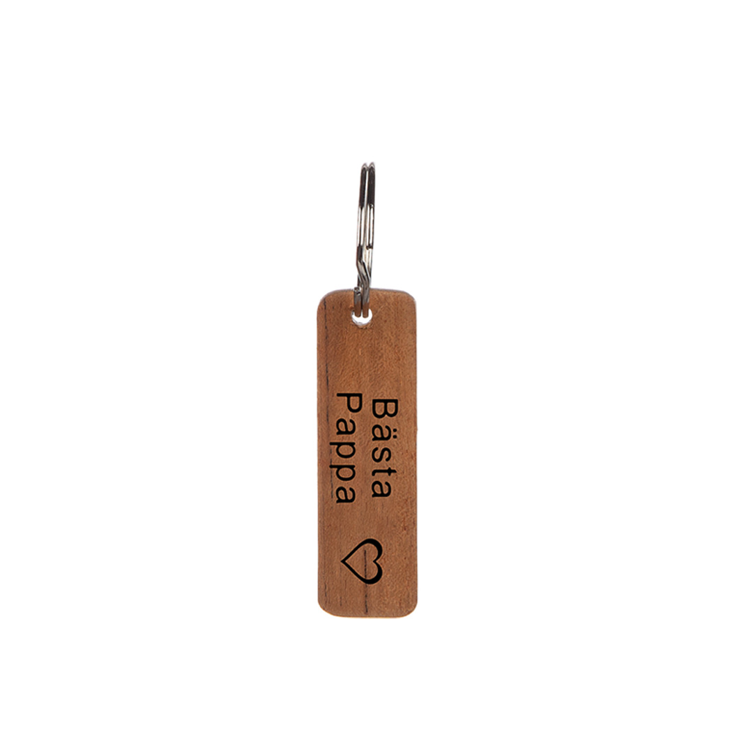 Nyckelring med text i teak - 5