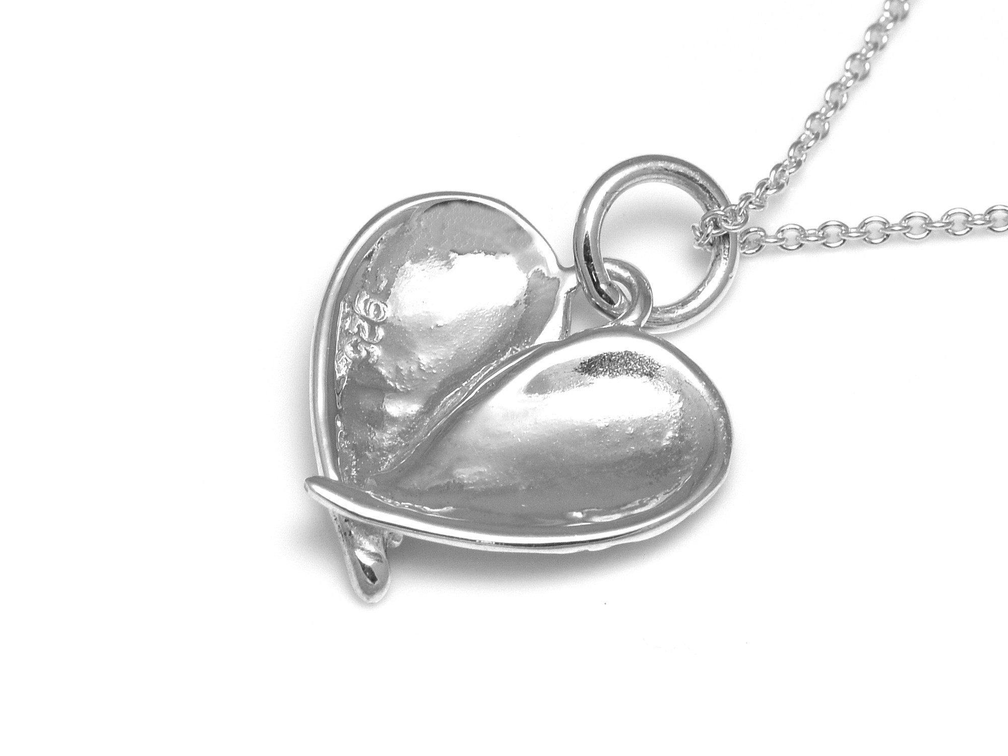 Hjärtformade Änglavingar Halsband i Äkta 925 Silver, Fågelvingar i form av ett Hjärta Smycke - 3