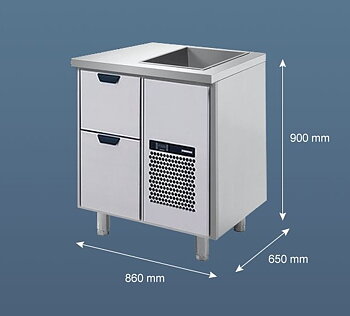 Porkka - Barkylbänk Dryck - Isbrunn - Kylaggregat och 1 Modul - Mått: 860 x 650 x 900 mm