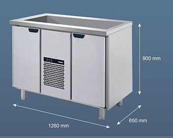 Porkka - Barkylbänk BS - Stor Isbrunn - Kylaggregat och 2 Moduler - Mått: 1260 x 650 x 900 mm