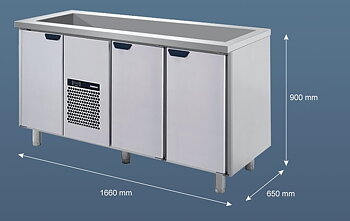 Porkka - Barkylbänk BS - Stor Isbrunn - Kylaggregat och 3 Moduler - Mått: 1660 x 650 x 900 mm
