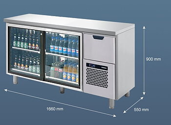 Porkka - Barkylbänk B55 - 1 låda, skjutdörrar - Mått: 1660 x 550 x 900 mm
