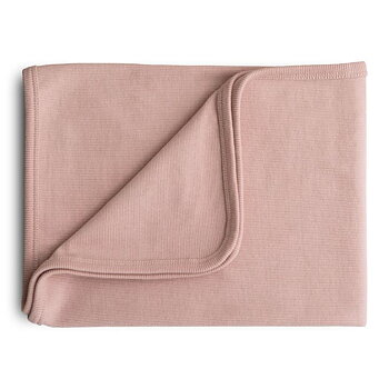 Mushie ribbstickade babyfilt, Rosa 89x89cm