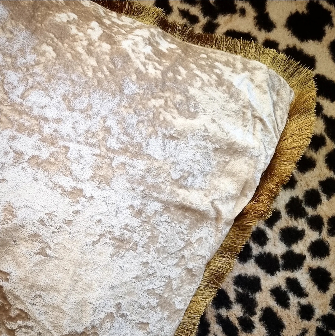 Kuddfodral Guldfrans - Cream Velvet  - 2