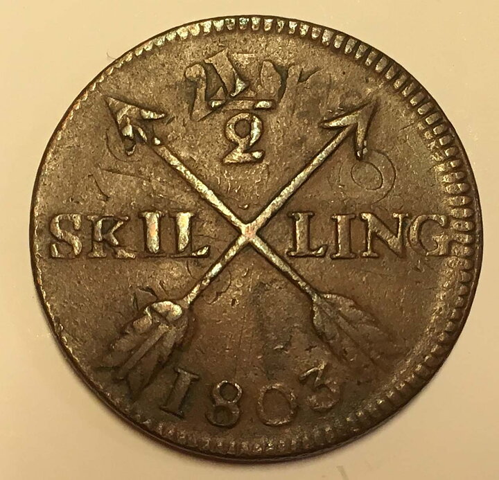 1/2 sk 1803 på 1 ör SM 1739 1