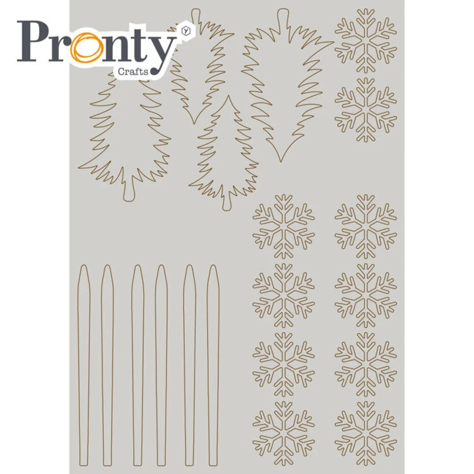 Grey Chipboard A4 Trees and Snowflakes