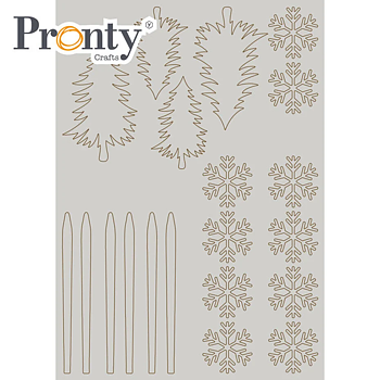 Grey Chipboard A4 Trees and Snowflakes 
