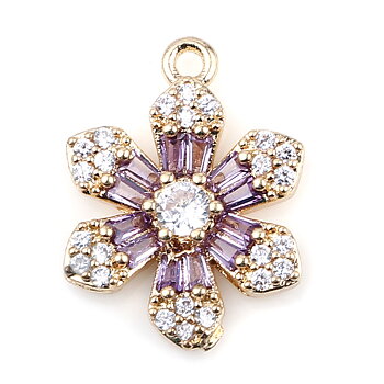 Charm -   Flower snowflake rhinestones,gold Purple
