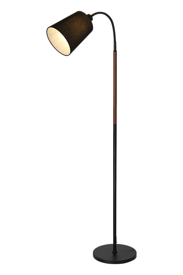 LJUSDAL golvlampa 1 - arm, svart/valnöt - Aneta Lighting