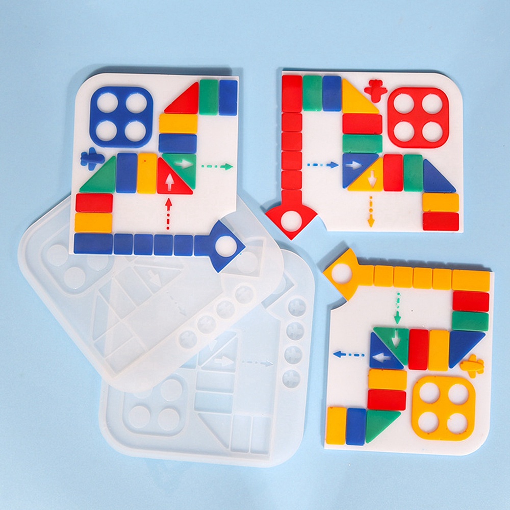 Gjutform  i silikon - Spel Flygande schack, Ludo, Fia m knuff