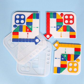Gjutform  i silikon - Spel Flygande schack, Ludo, Fia m knuff