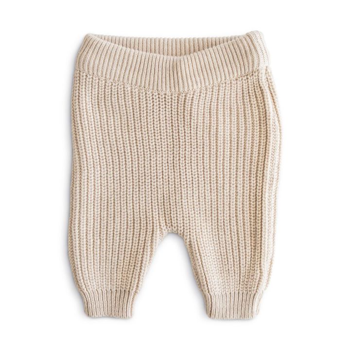Mushie grovstickad byxa Beige