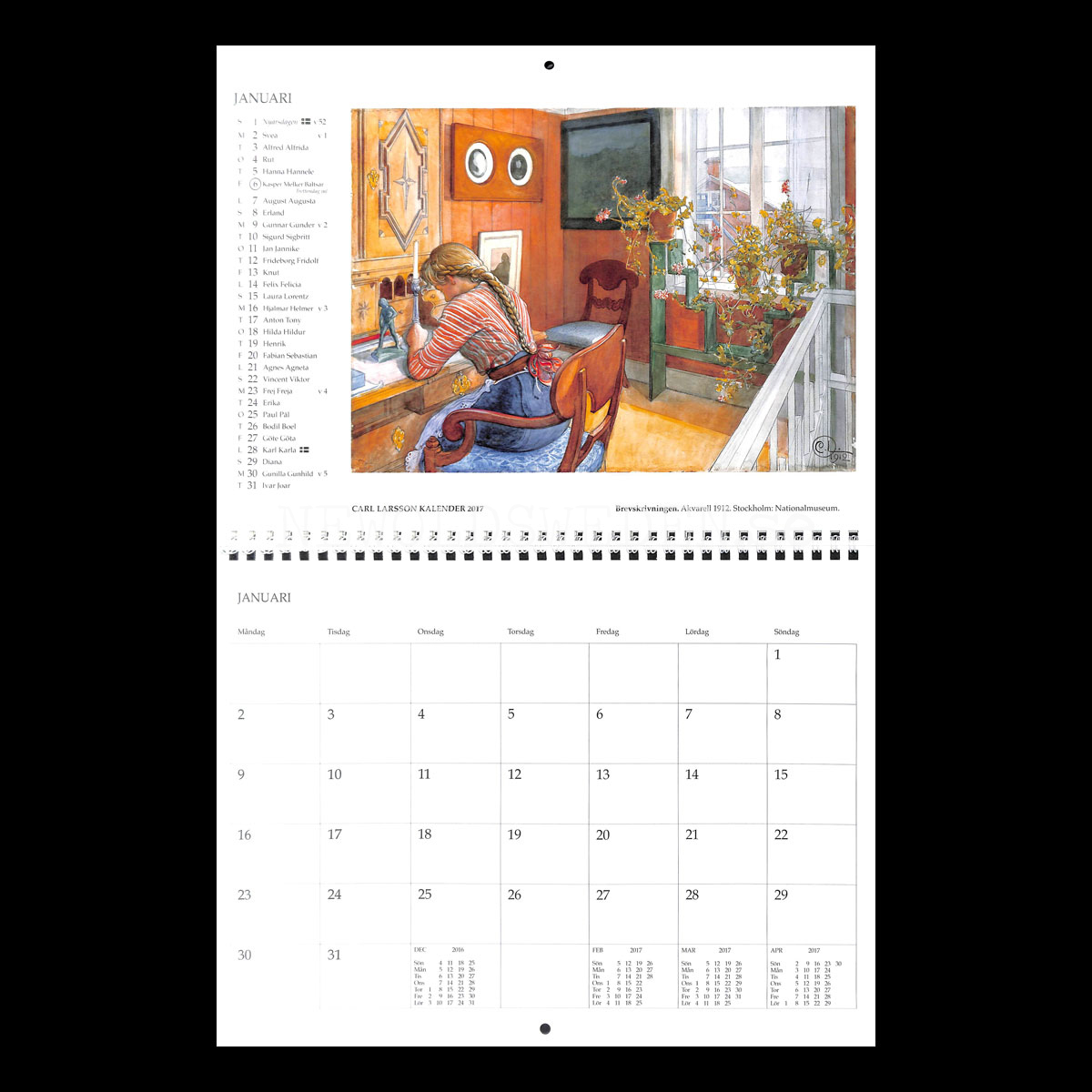 Carl Larsson 2017 - 230 x 310 mm - Väggkalender - 3