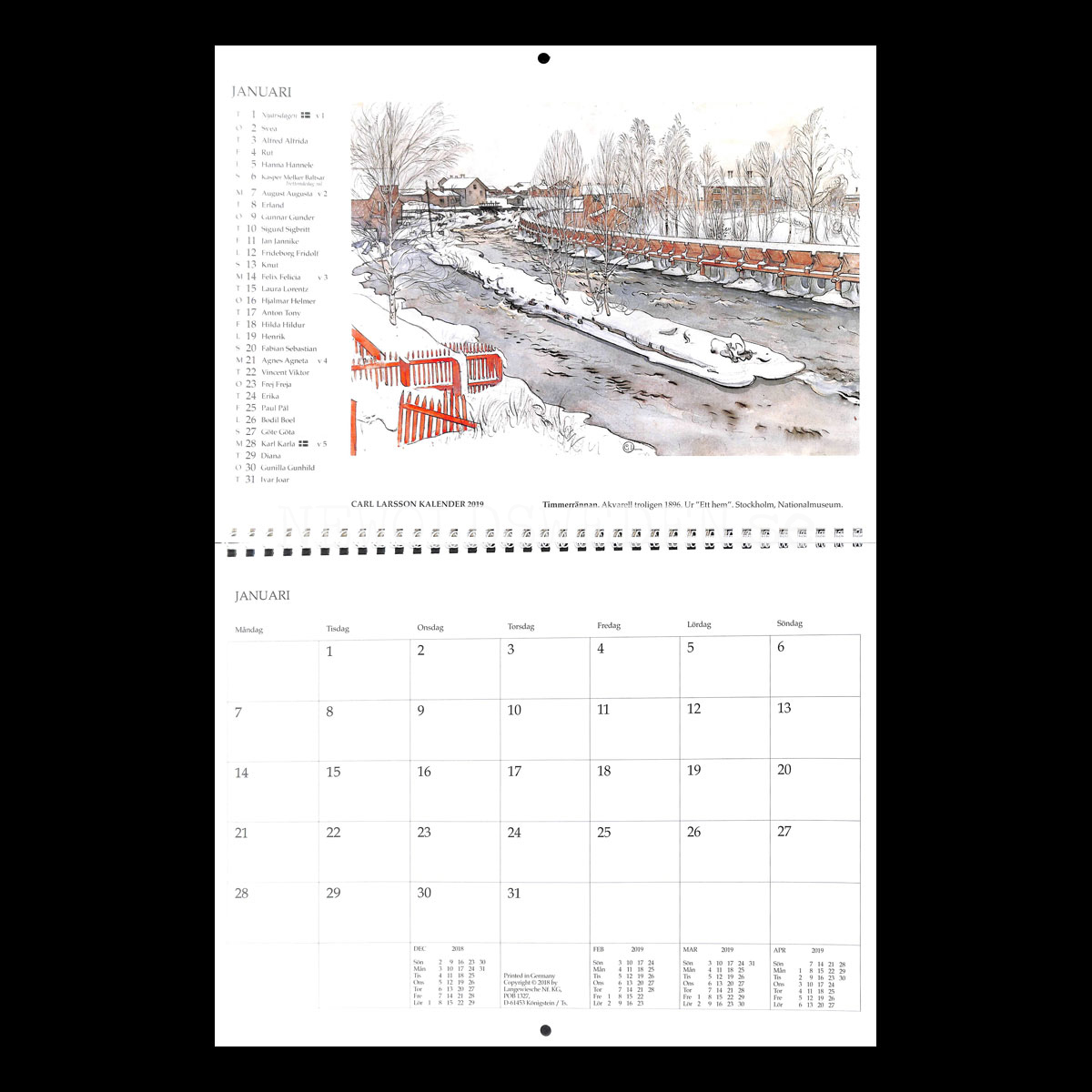 Carl Larsson 2019 - 230 x 310 mm - Väggkalender - 3