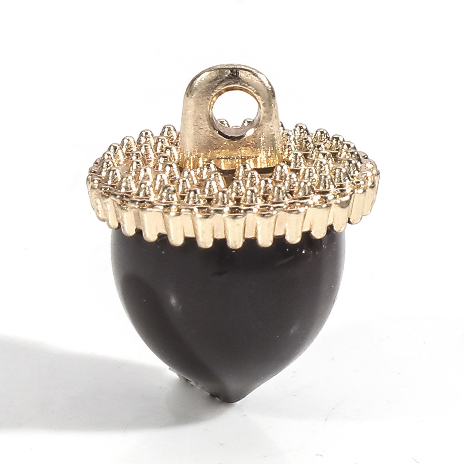 Charm Acorn, 3D  Gold  BLack