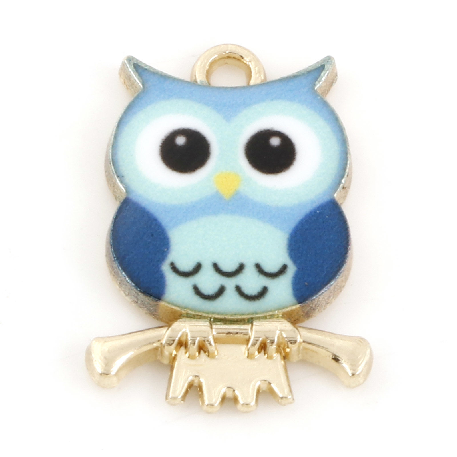 Charm enameld Owl, Gold & Blue