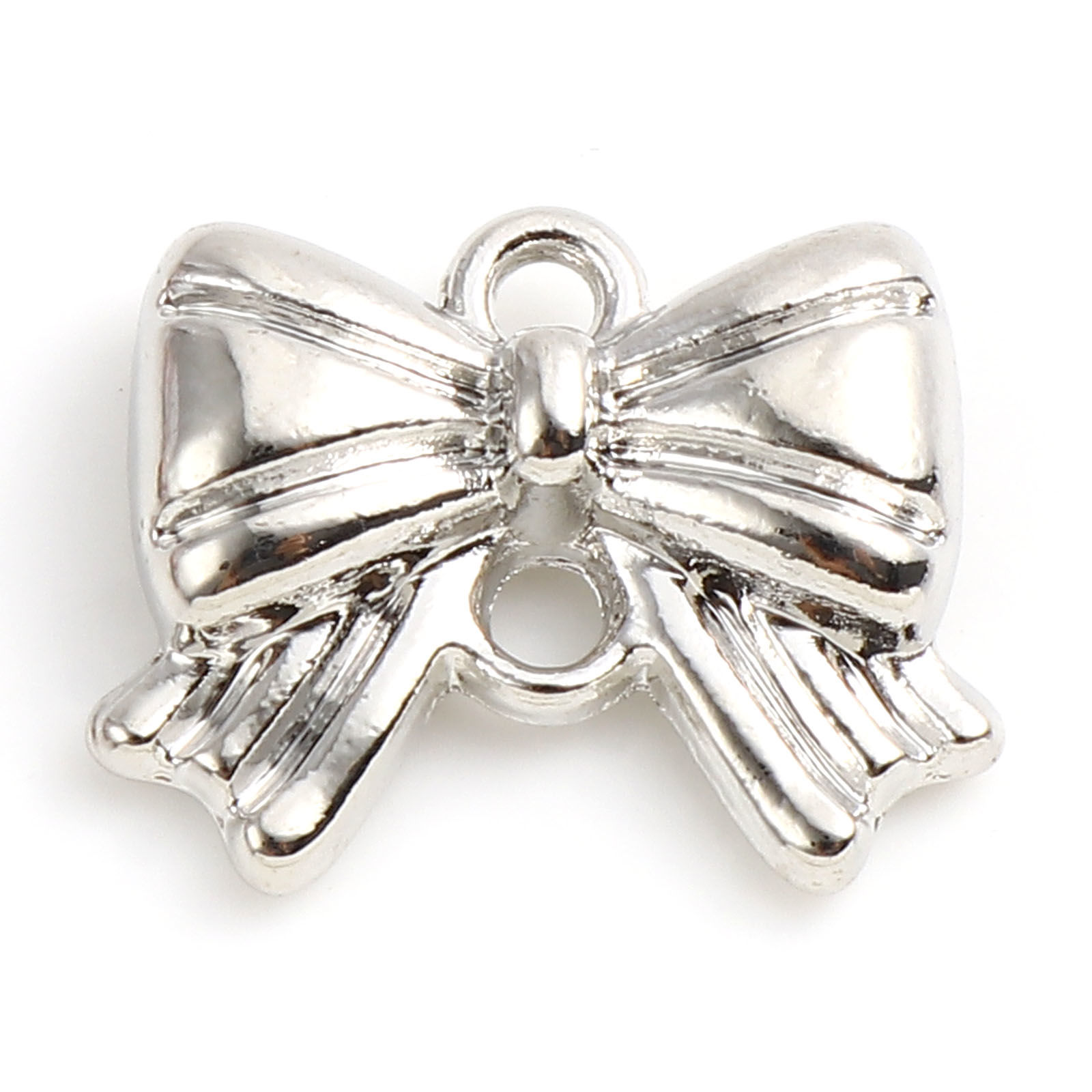 Charm /  connector , Bowknot  silver