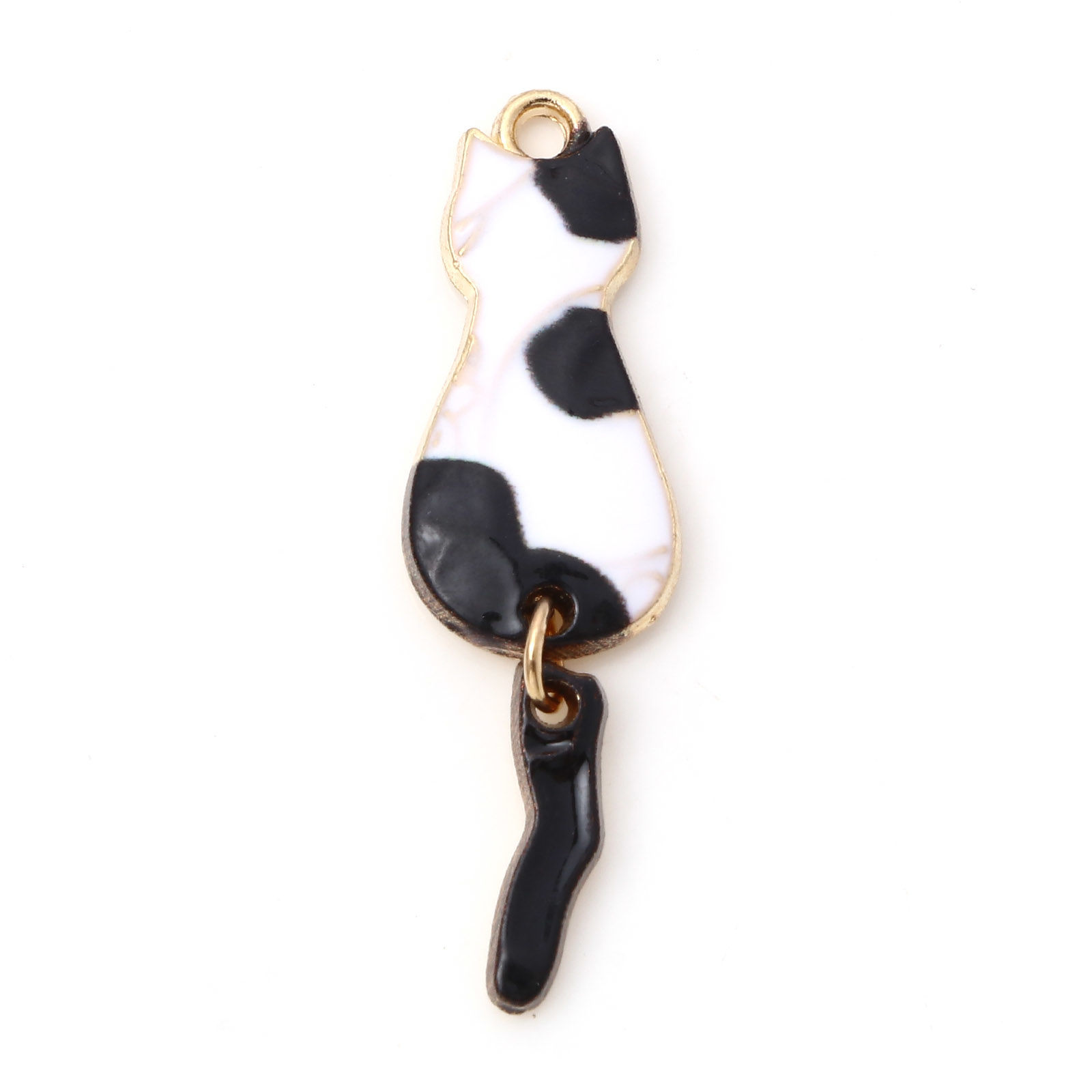 Berlock -  Enameld Cat  tail,  Black white