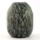 Mari Simmulson (Hedenhös 1957) Swelling Vase with Green Rock Carvings Decor 15 cm