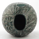 Mari Simmulson (Hedenhös 1957) Swelling Vase with Green Rock Carvings Decor 15 cm