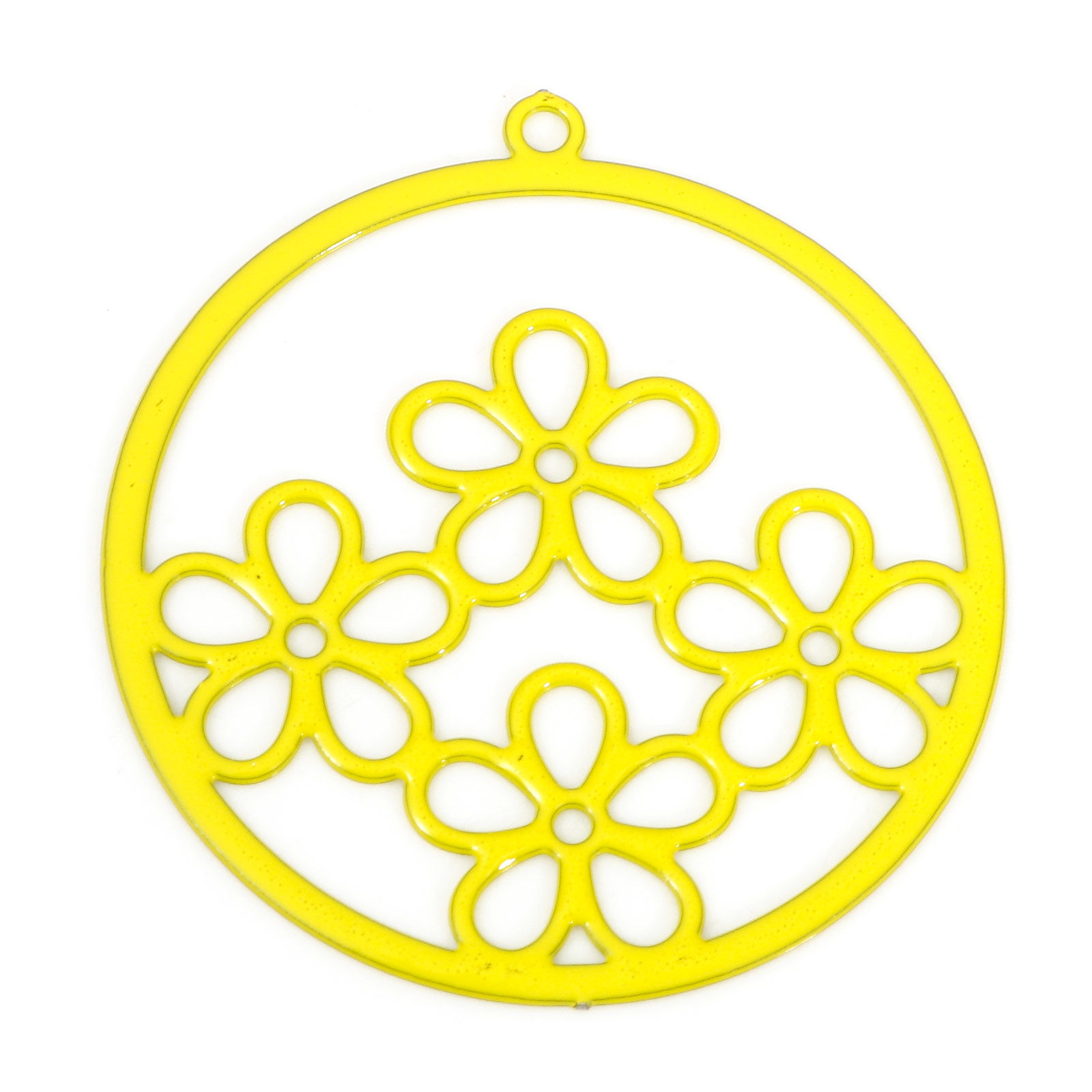 Berlock -  Filigree Rund m Blommor, Gul