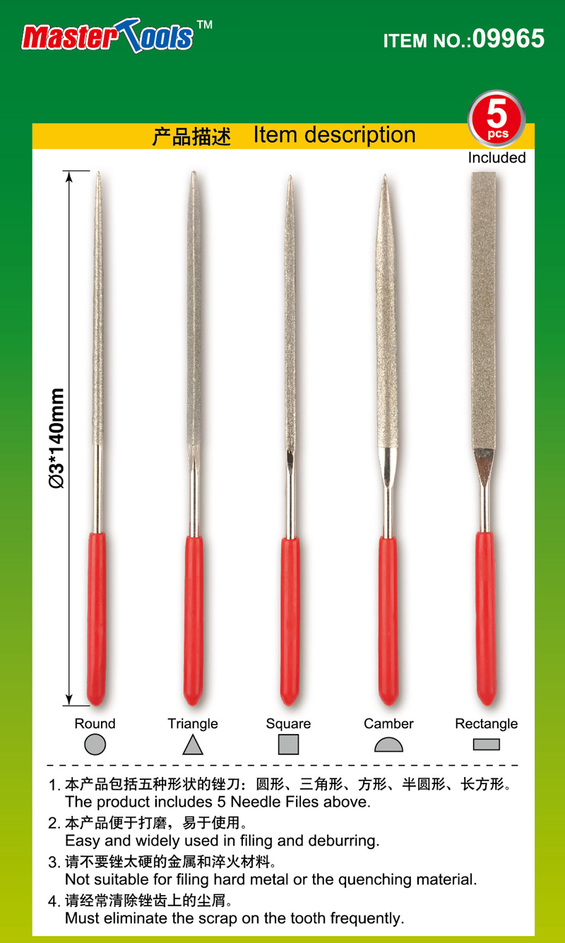 Assorted diamond files set (Grit size:150#)-φ3*140mm - 2