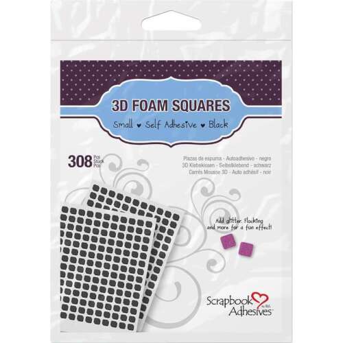 Scrapbook Adhesives 3d Foam Squares -Black Small Size  308 pcs
