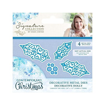Crafters Companion -Contemporary Christmas Metal Die Decorative Holly