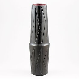 Ingrid Atterberg (1950s) Unique Black Vase with Relief Decor 26 cm