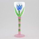 Ulrica Hydman–Vallien (Tulipa 1991) White Art Glass with Blue Tulip 26 cm (2)