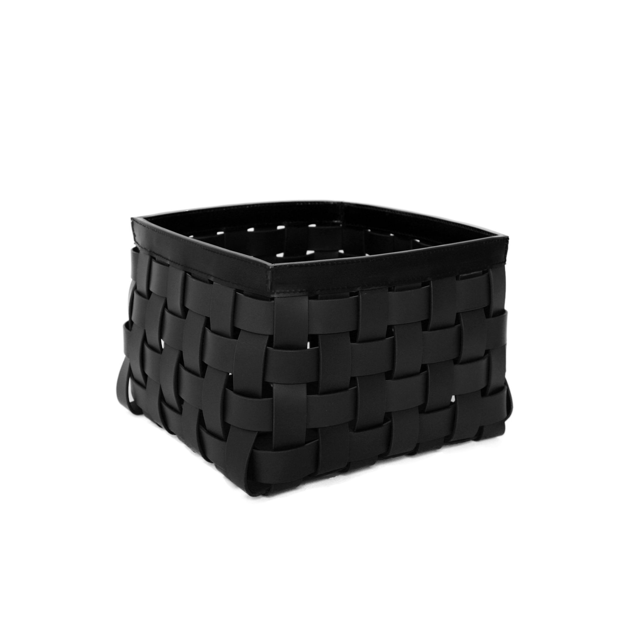 Flätad korg i läder Medium - 6