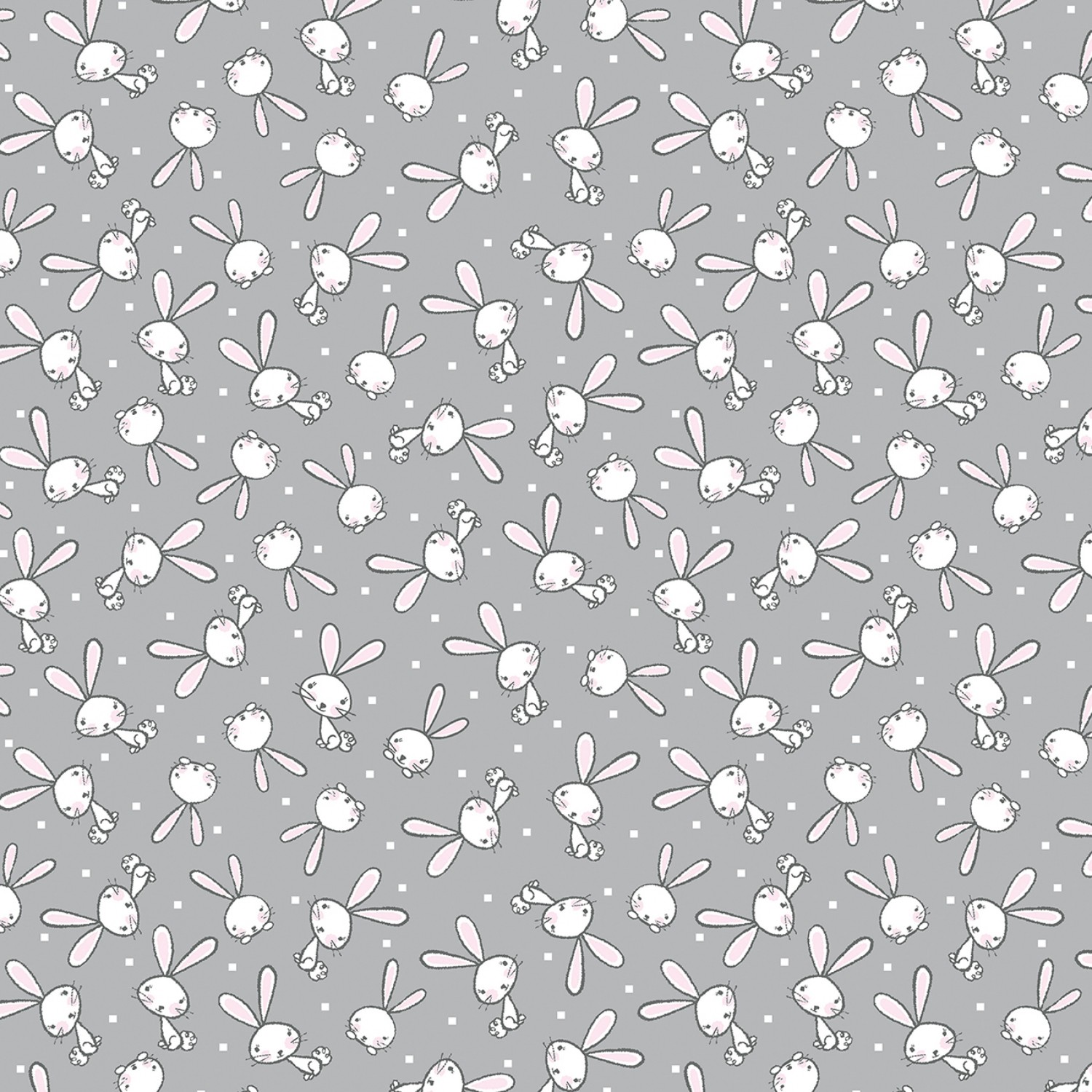 Grey Bunny Love Flannel (30 x 110 cm)