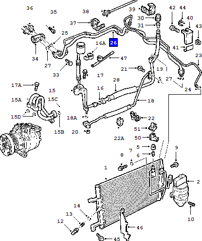 A/C hose 9-3 98-02 Right hand drive