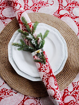 Napkin - Big Paisley-red- 4-pack