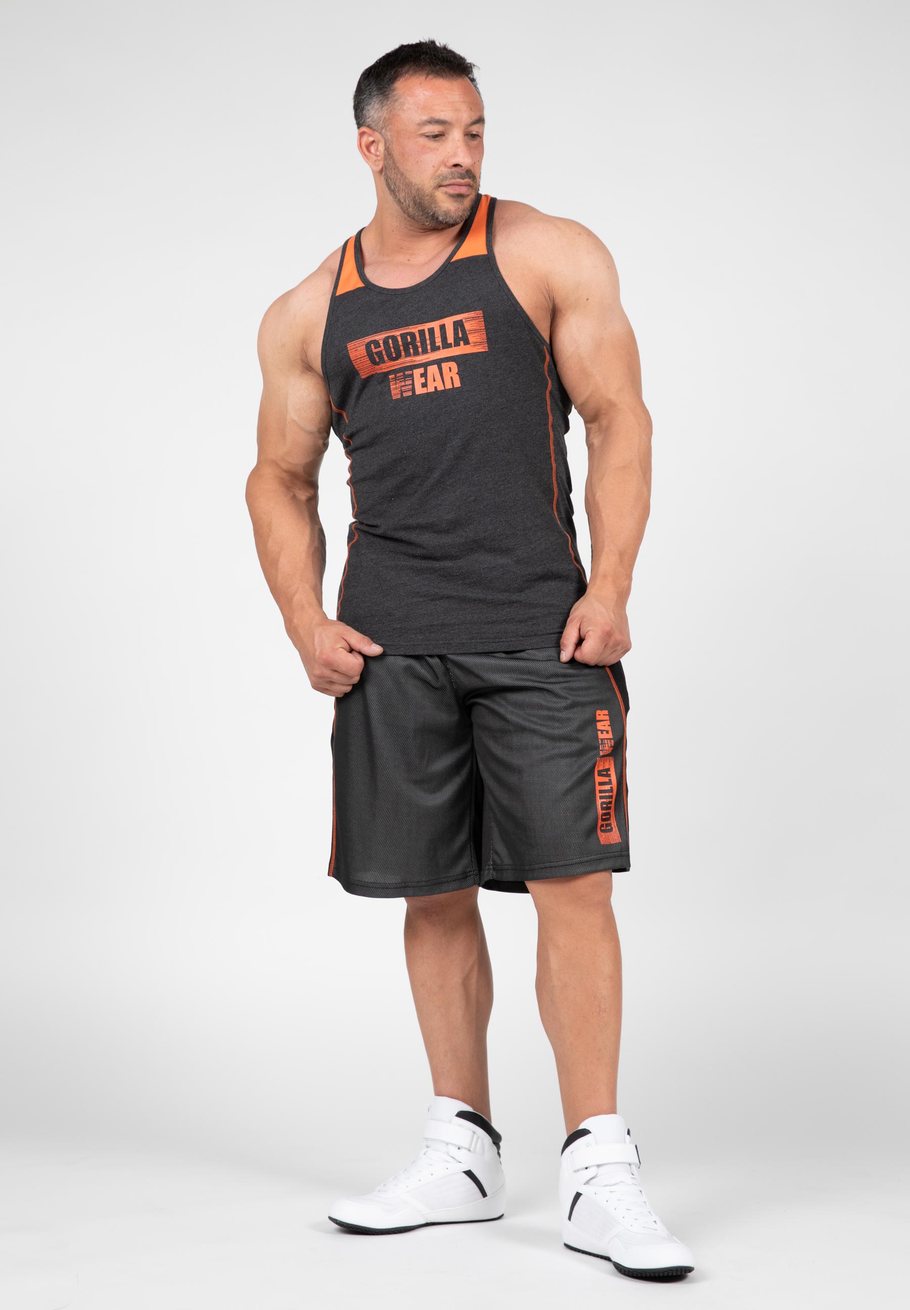 Wallace Mesh Shorts, grey/orange - 4