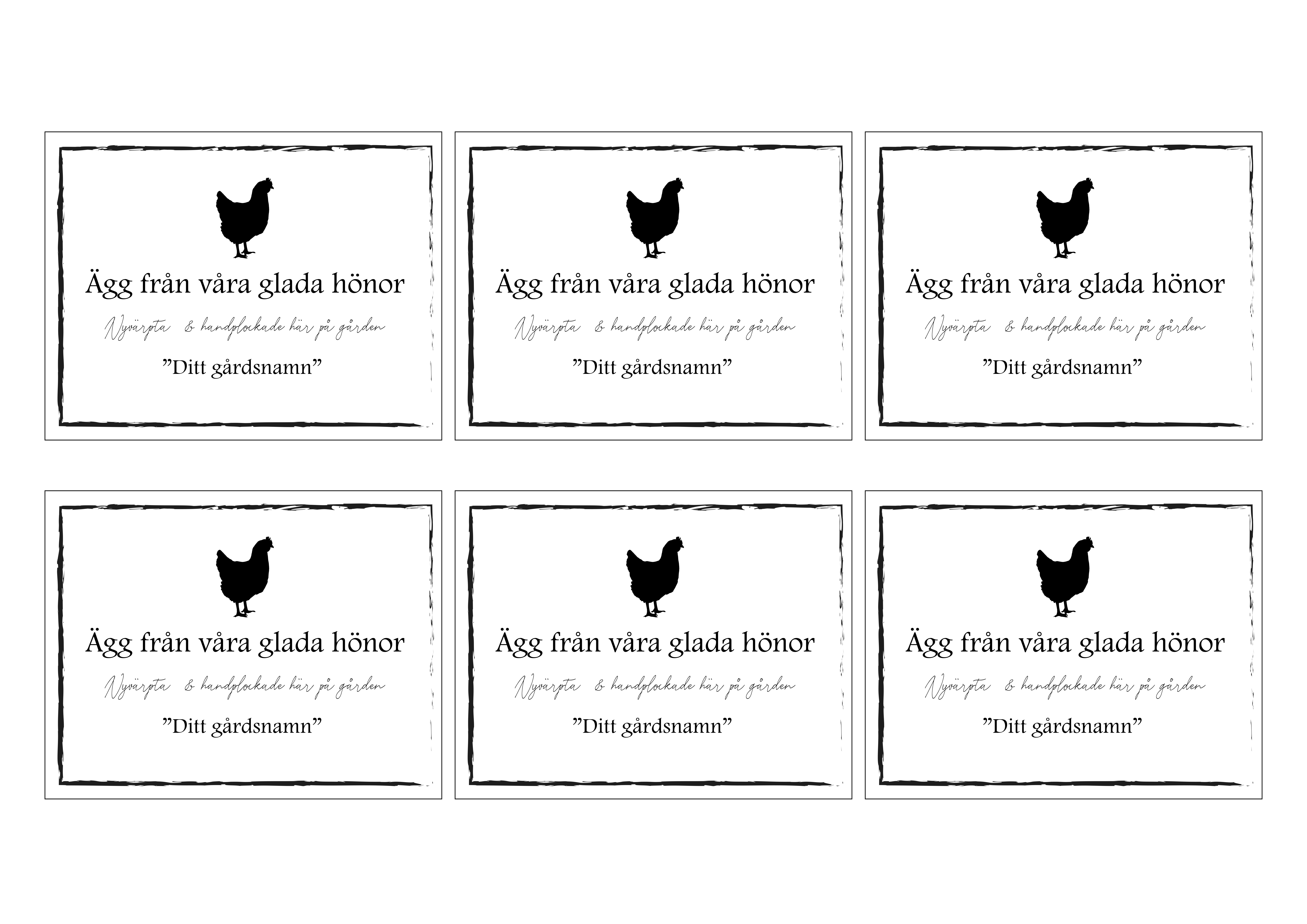 Etikett EGEN TEXT Ägg från våra glada hönor, 9x7cm (Digital produkt) - 3
