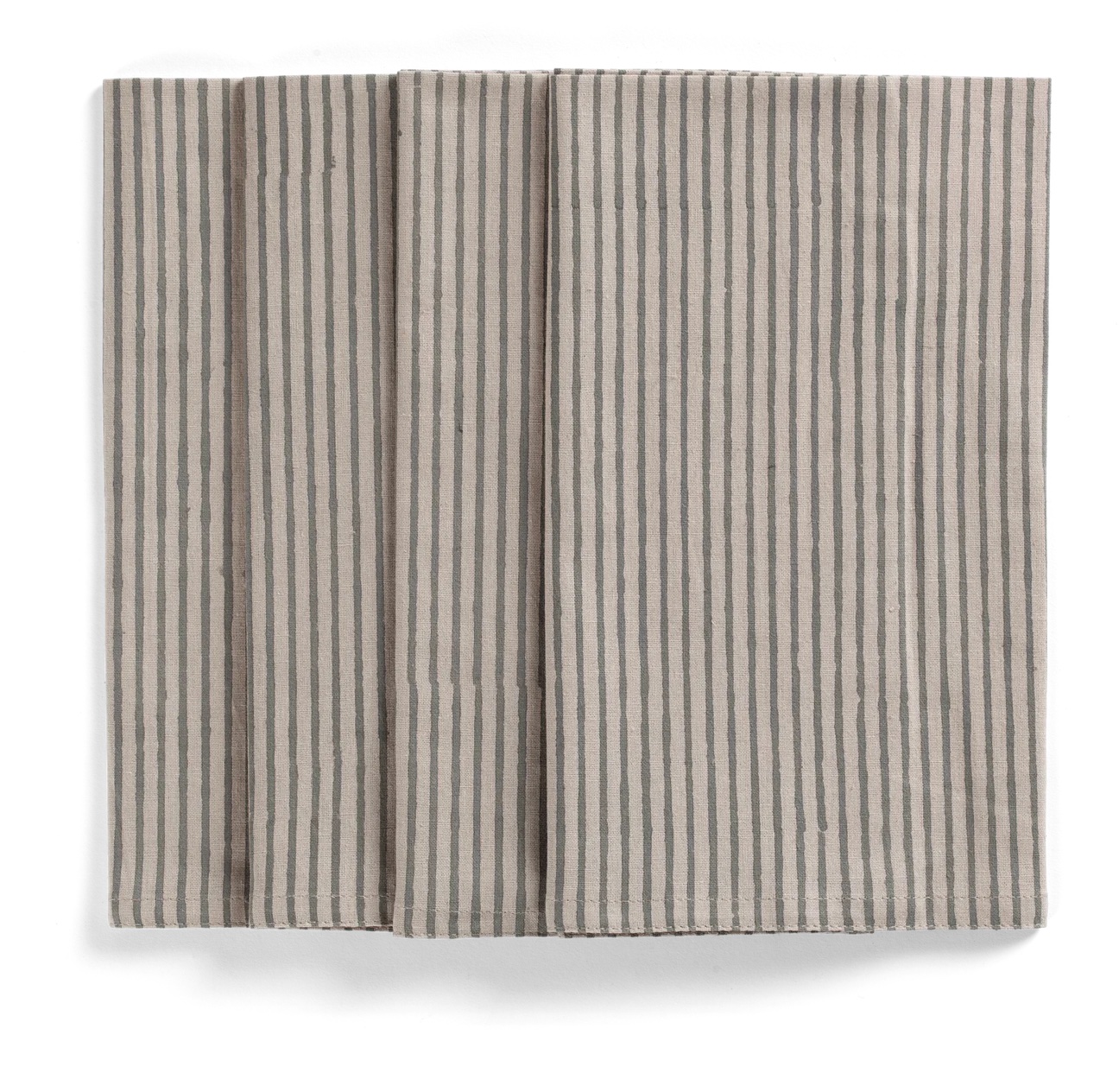 Napkin -Stripe Napkins Grey on natural base 4-pack 50x50