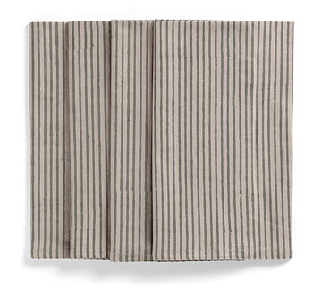 Napkin -Stripe Napkins Grey on natural base 4-pack 50x50