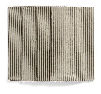 Napkin -Stripe Napkins Green on natural base 4-pack 50x50