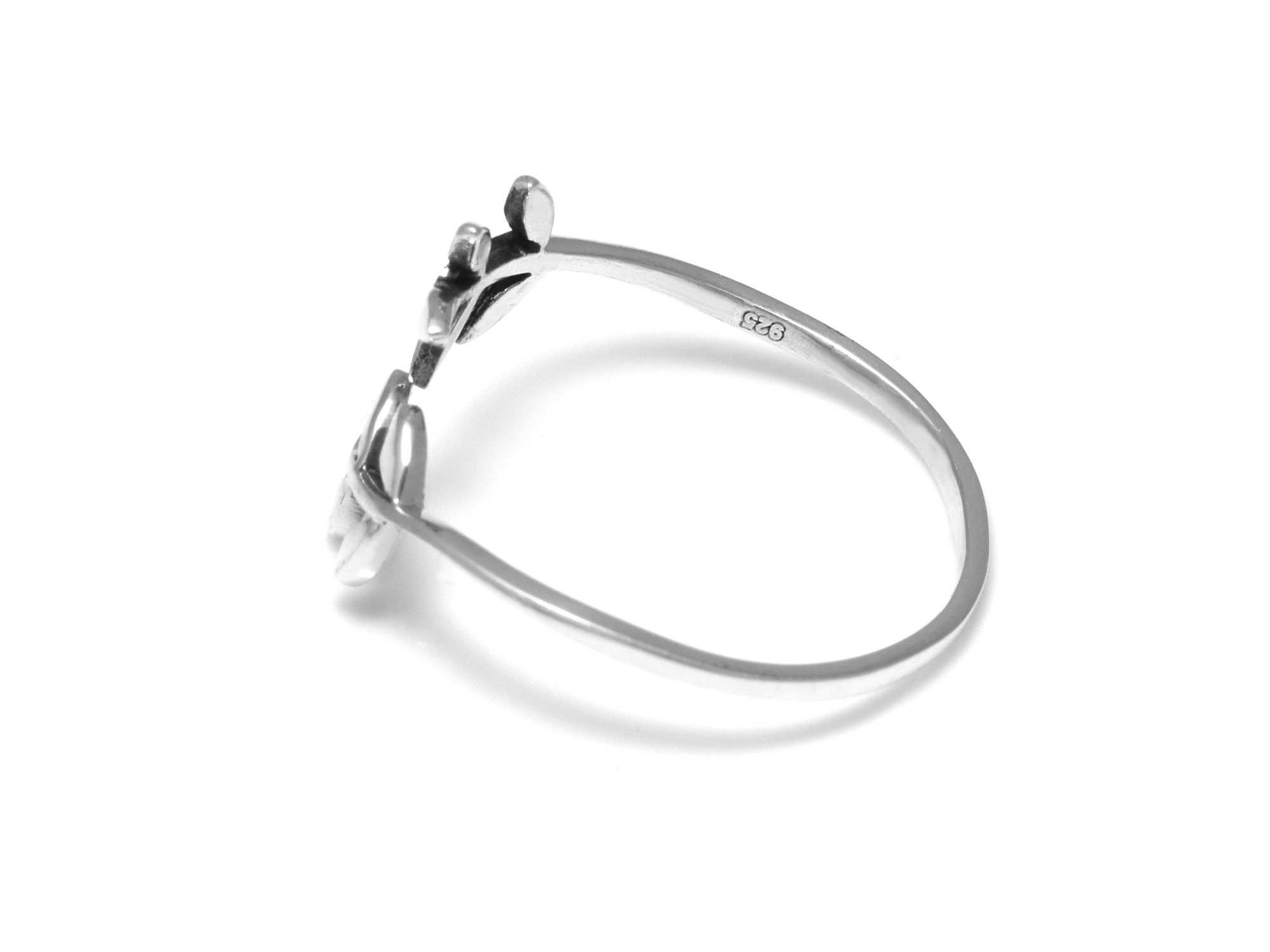 Kvist med Löv Ring i Äkta 925 Silver, Stiliserad Trädgren Accessoar, Natur Smycke - 2