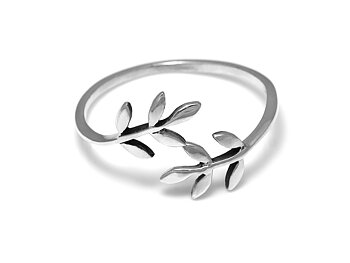 Kvist med Löv Ring i Äkta 925 Silver, Stiliserad Trädgren Accessoar, Natur Smycke