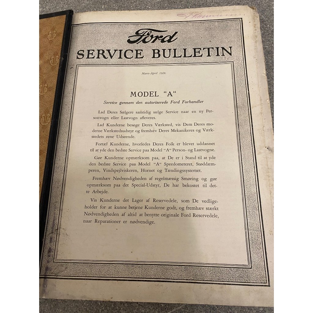 1928 - 1933 Ford Model A, AA, B och V8 Service Bulletin