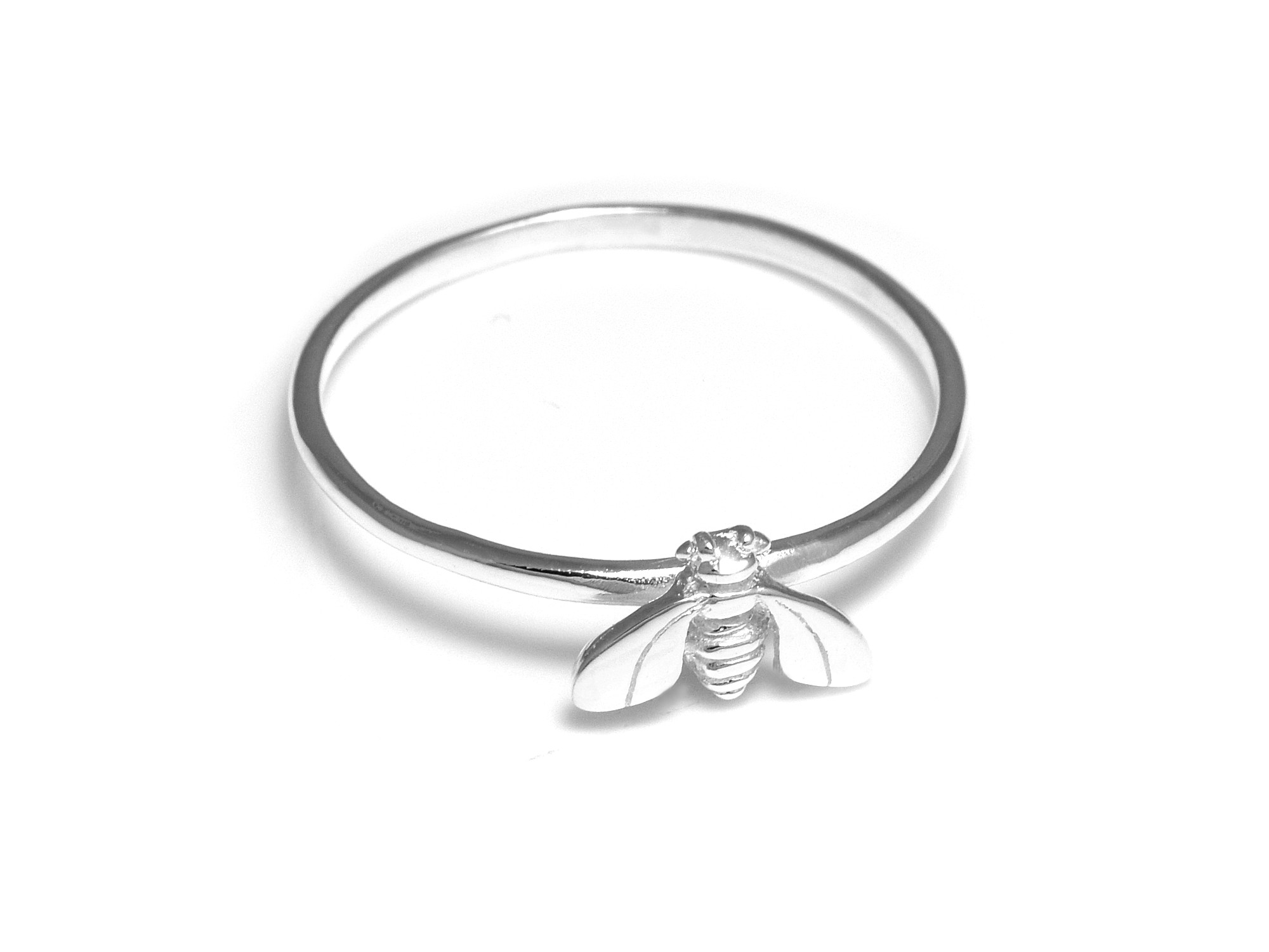 Bi Ring i Äkta 925 Silver, Biologisk Mångfald Pollinatör Accessoar, Insekt Smycke