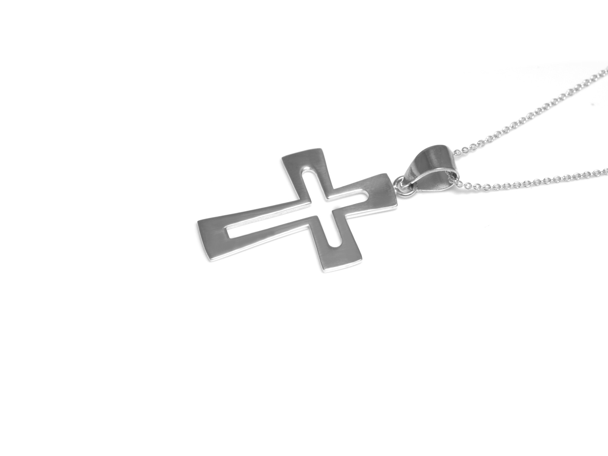 Kors Halsband i Äkta 925 Silver, Konfirmation och Dop Hänge, Ihåligt Korssmycke - 2